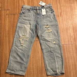 Forever 21 Women's Distressed Straight Leg Jeans - Light Blue